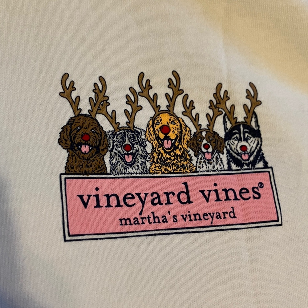 Vineyard Vines Holiday Dogs Long Sleeve White Shirt L - Picture 3 of 5